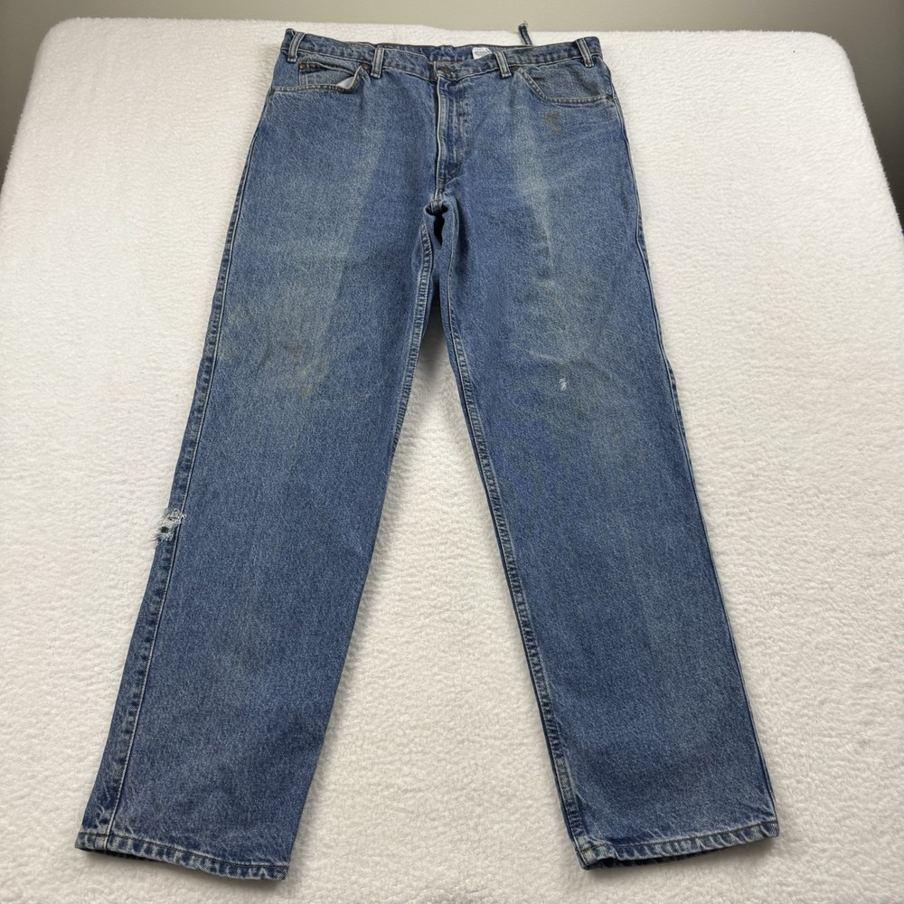 Levi Jeans Men's 35x31* Blue 540 Straight Relaxed Thrashed Distressed Denim VTG